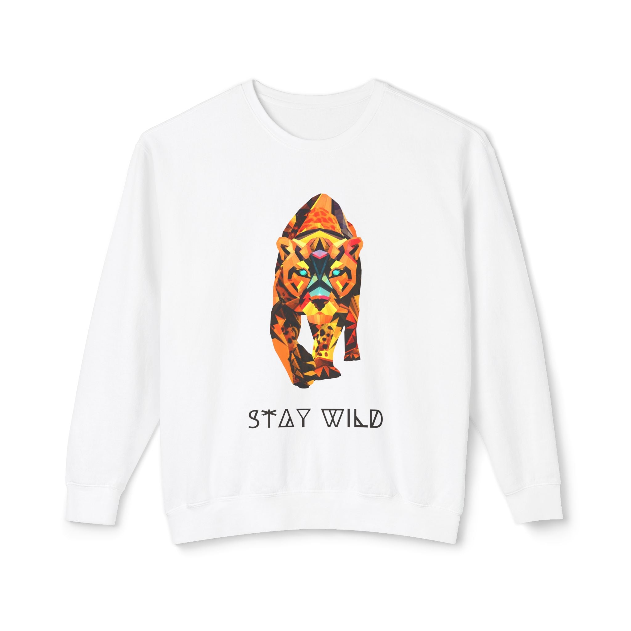 Stay Wild Tiger Sweatshirt — Colorful Tiger Geometric Graphic Crewneck