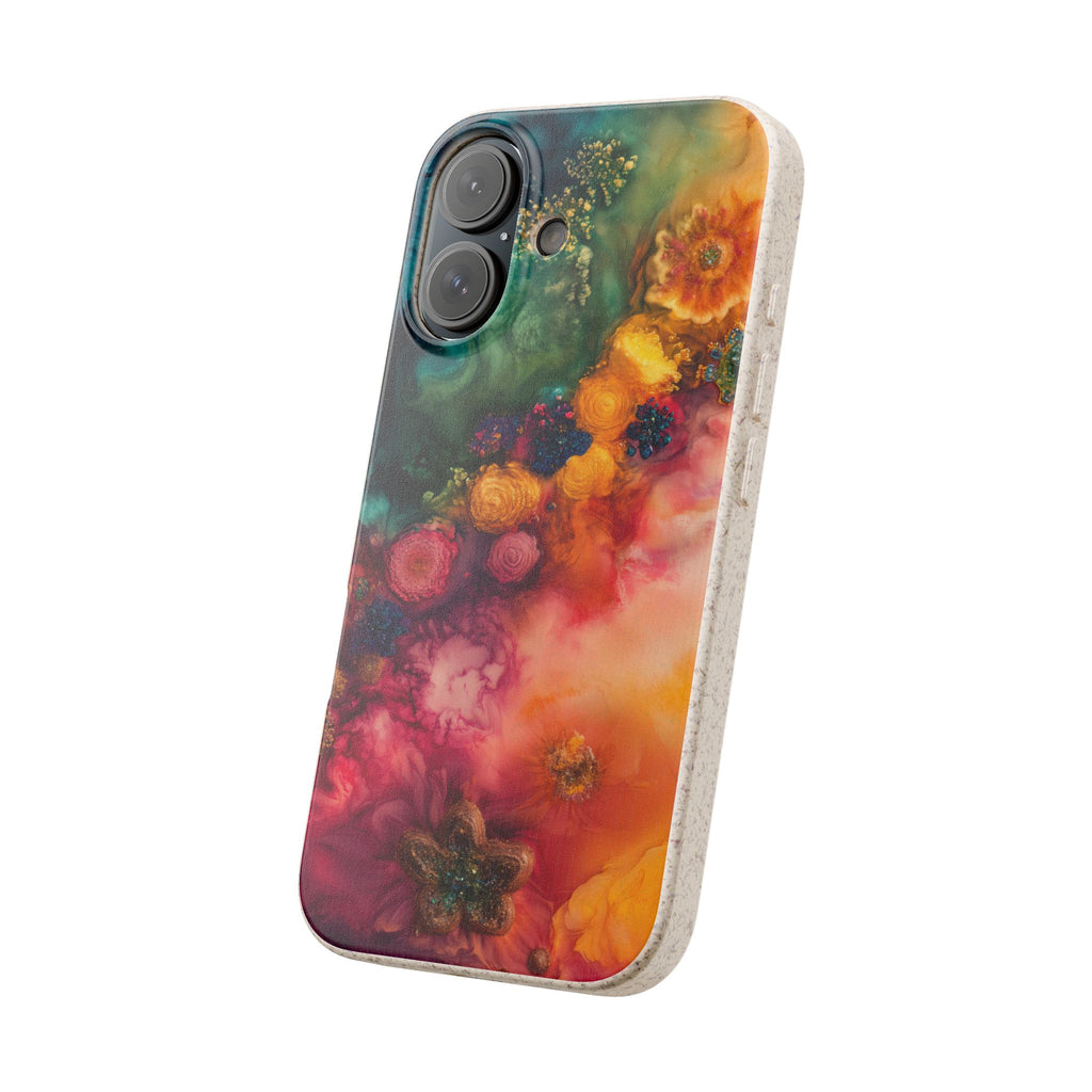 Floral Watercolor Biodegradable Phone Case — Vibrant Abstract Garden Design