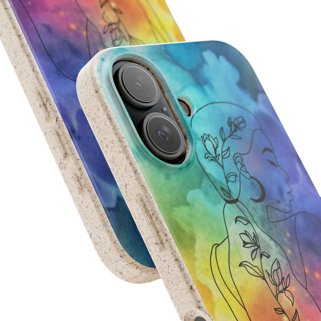 Biodegradable Phone Case — "Natural AF" Watercolor Floral Design