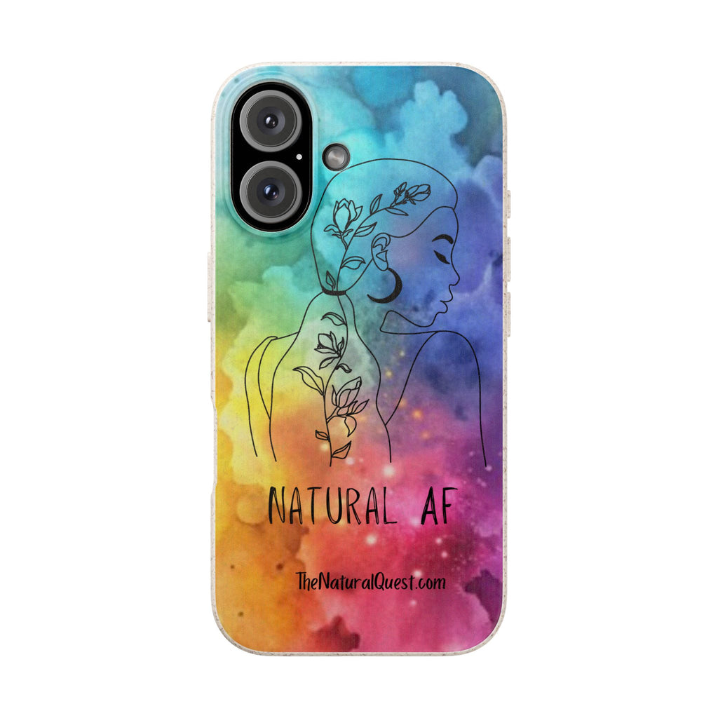 Biodegradable Phone Case — "Natural AF" Watercolor Floral Design