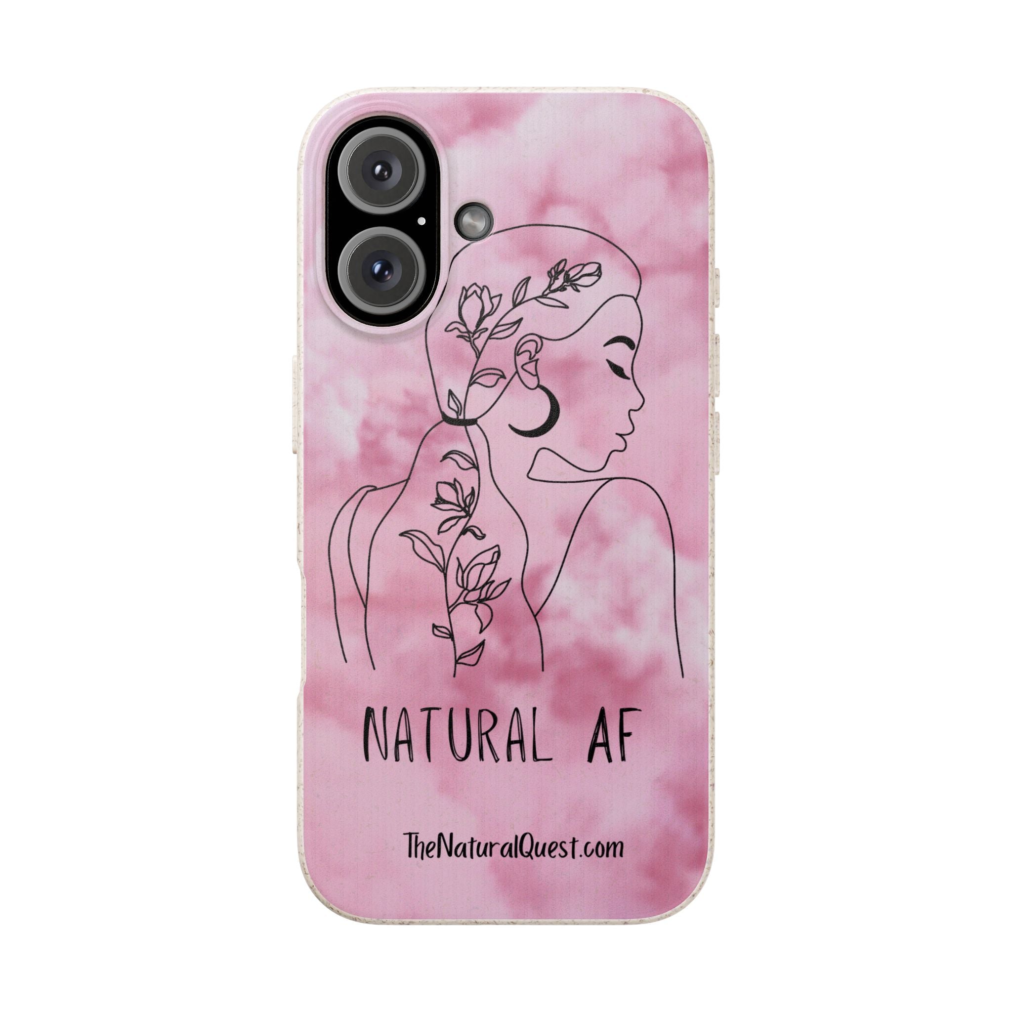 Biodegradable Phone Case — "Natural AF" Botanical Silhouette Eco-Friendly Cover