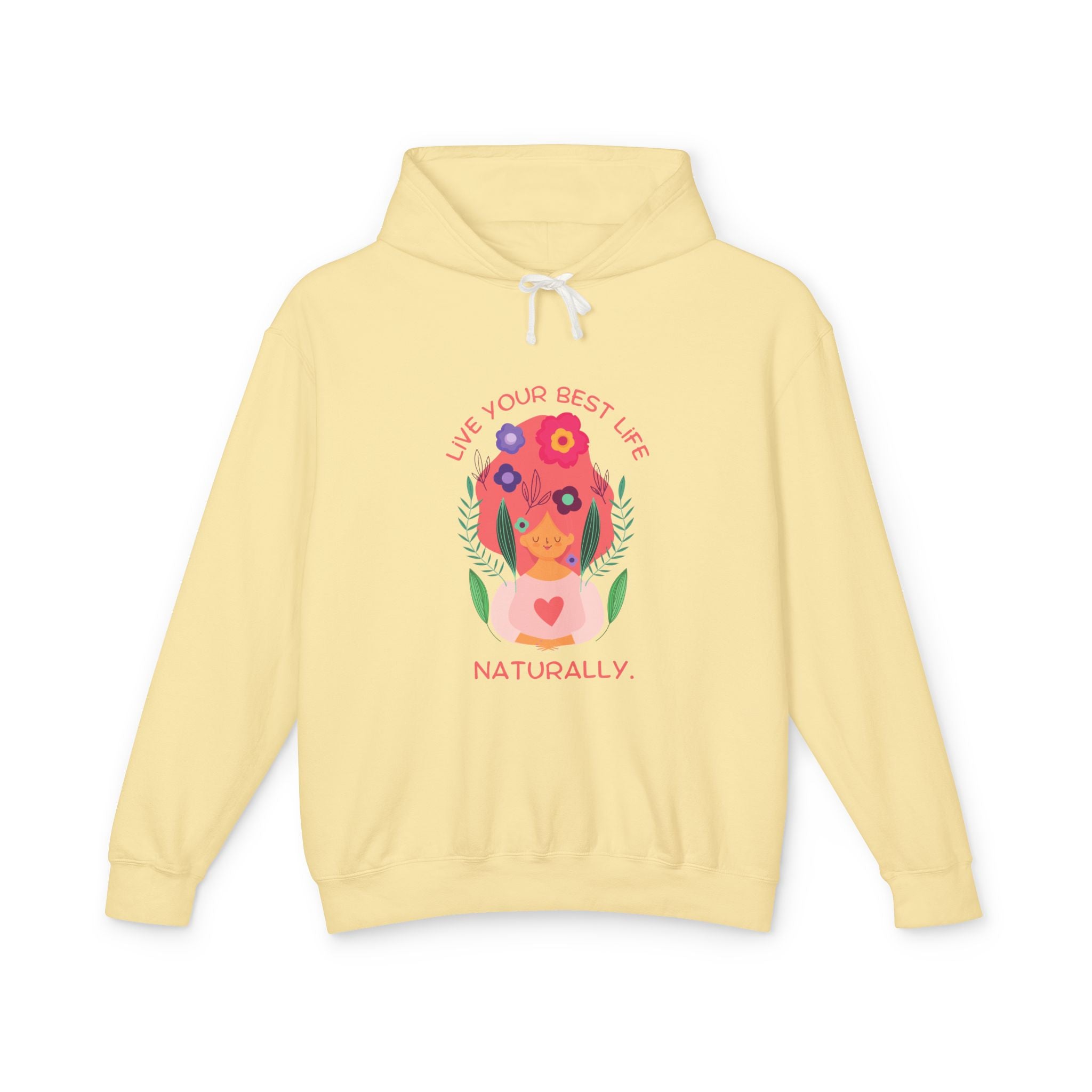 Live Your Best Life Naturally Hoodie — Floral Dog Graphic Lightweight Sweatshirt