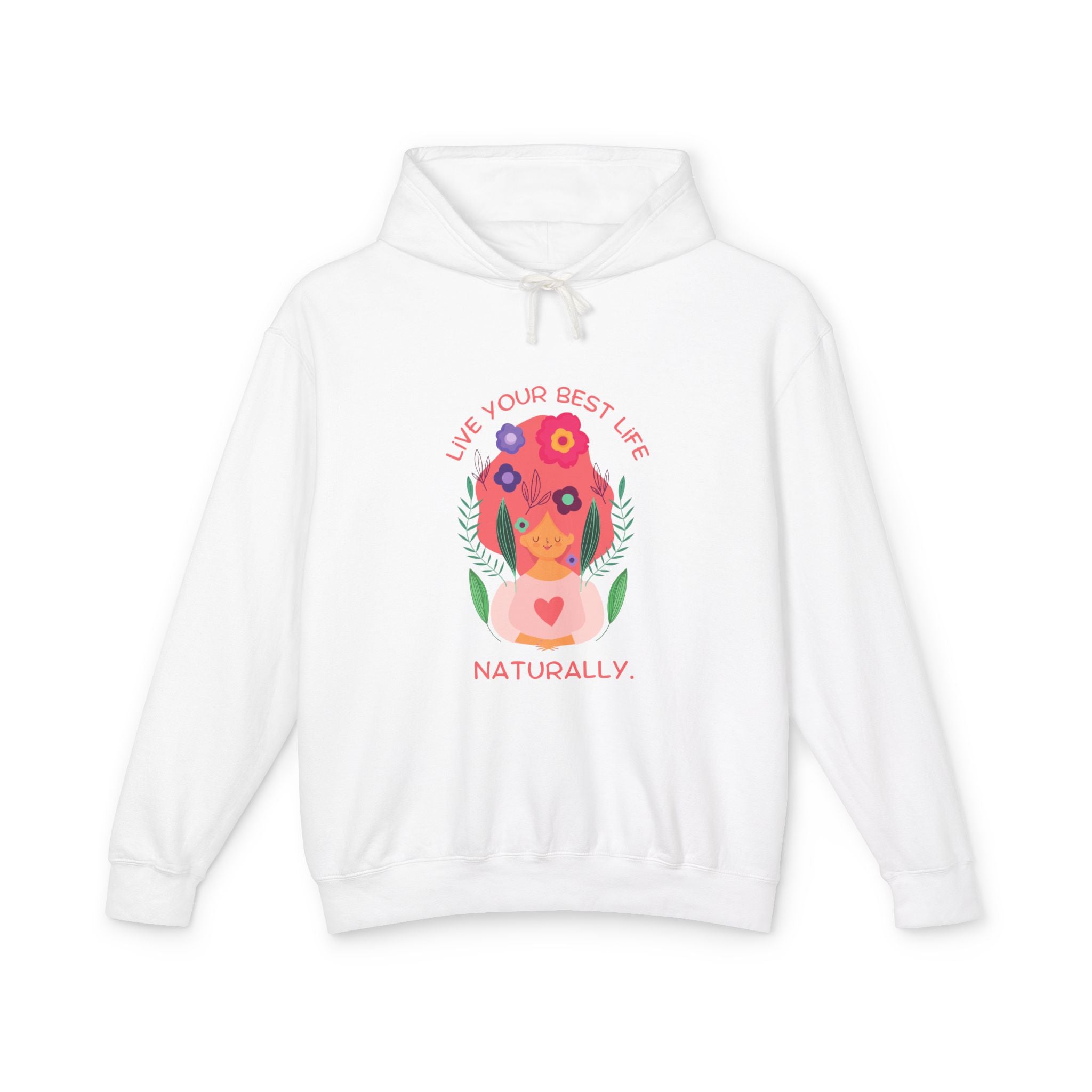 Live Your Best Life Naturally Hoodie — Floral Dog Graphic Lightweight Sweatshirt