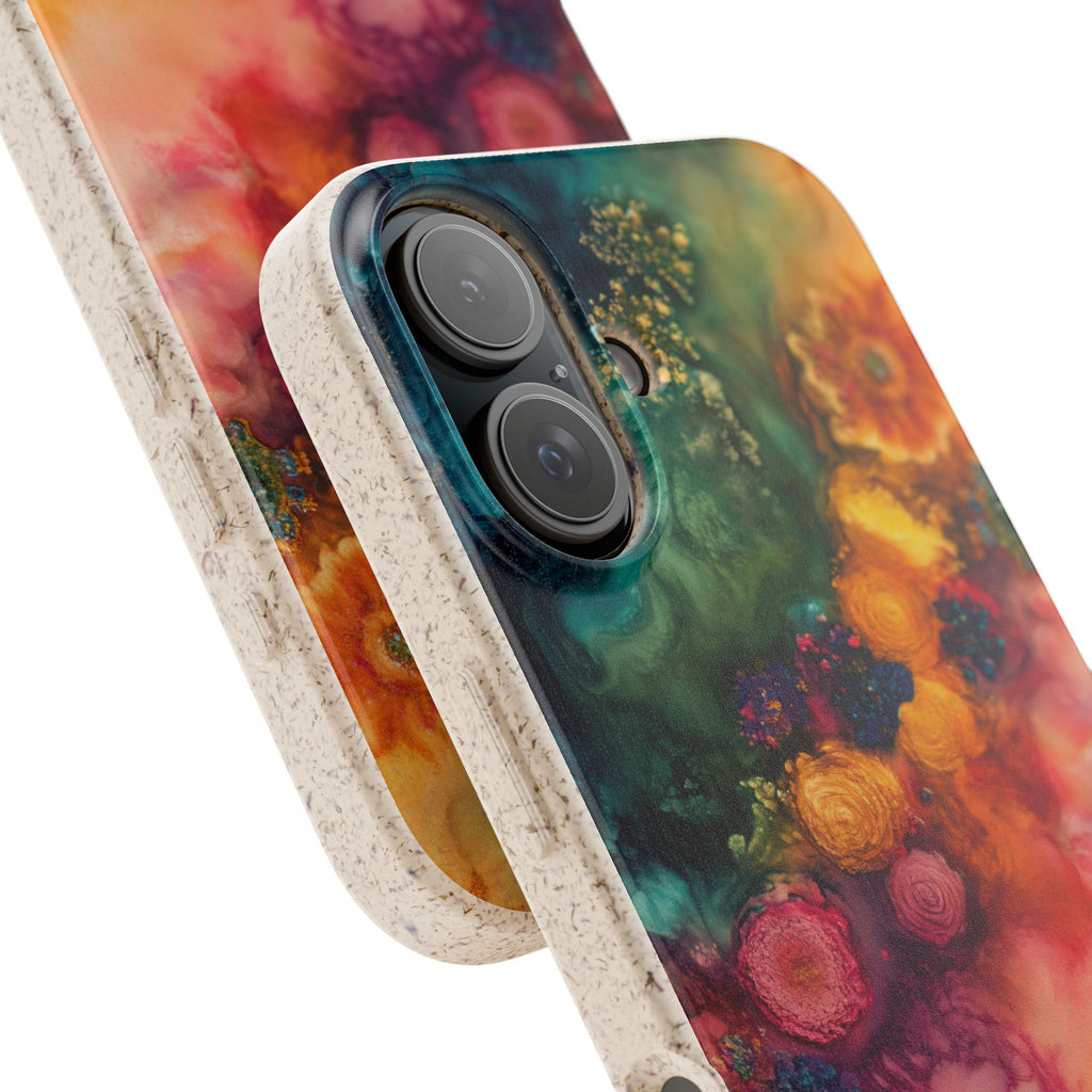 Floral Watercolor Biodegradable Phone Case — Vibrant Abstract Garden Design