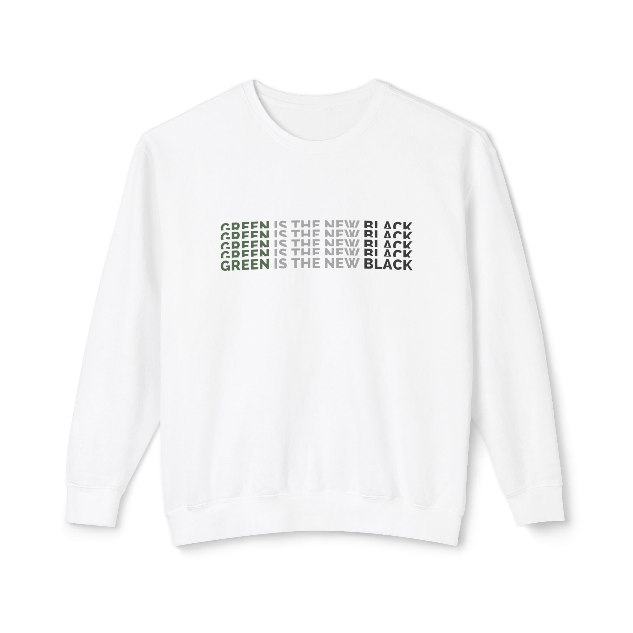 Crewneck Sweatshirt — "Green Is The New Black" Minimal Eco Graphic