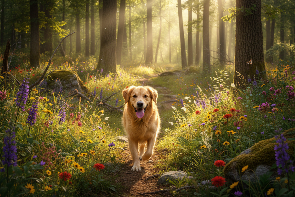 happy nature loving dog